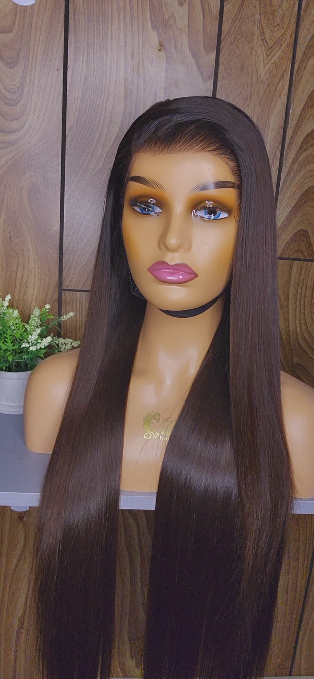 Perruque sans colle GLORIA 28" en dentelle HD, cheveux bruts