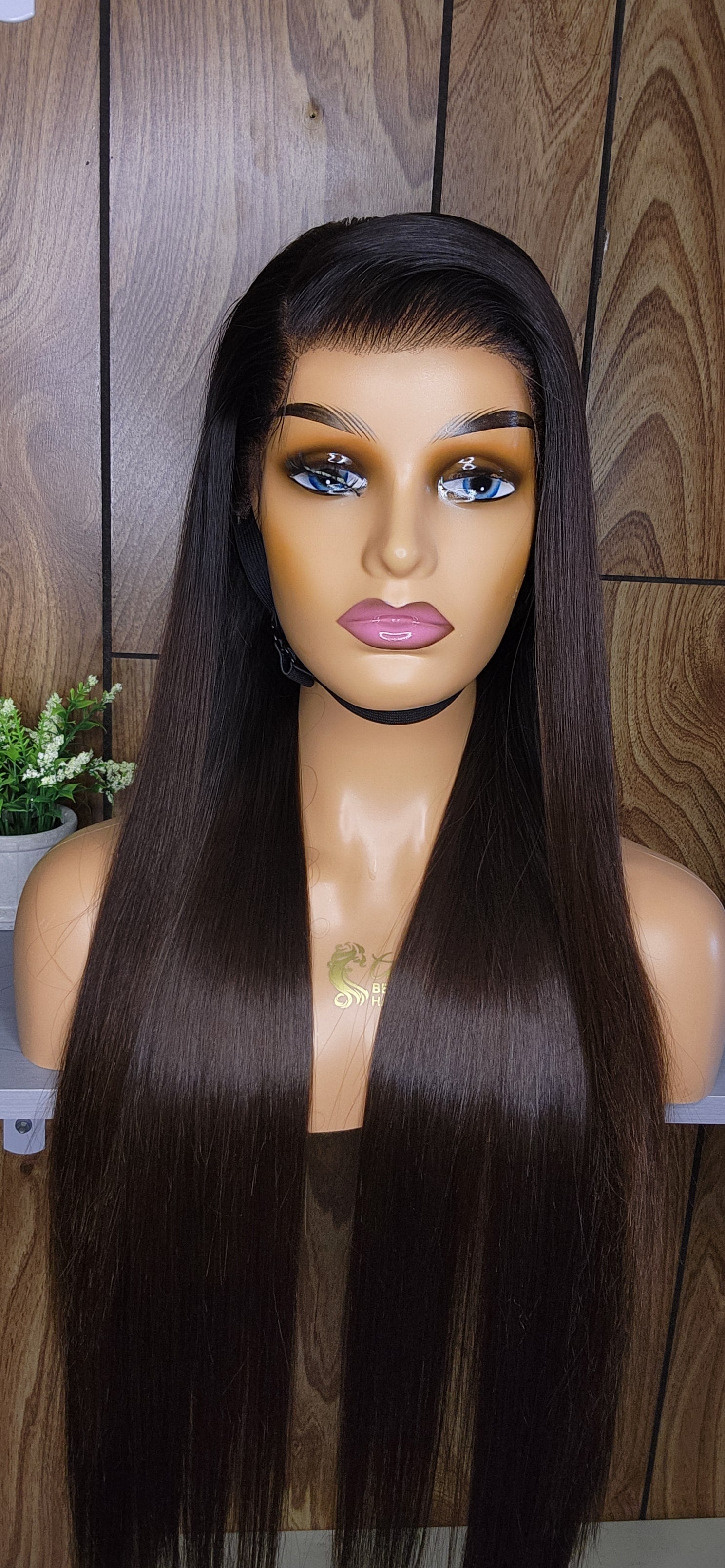 Perruque sans colle GLORIA 28" en dentelle HD, cheveux bruts