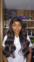 MIA 24" VIETNAMIENNE RAW HAIR LACE HD 13×4 SANS COLLE 350% 1B/CHATIN
