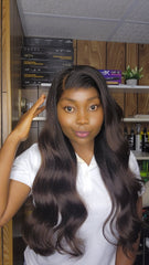 MIA 24" VIETNAMIENNE RAW HAIR LACE HD 13×4 SANS COLLE 350% 1B/CHATIN