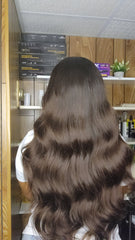 MIA 24" VIETNAMIENNE RAW HAIR LACE HD 13×4 SANS COLLE 350% 1B/CHATIN