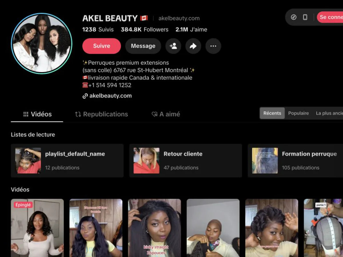 Profil TikTok d'Akel Beauty